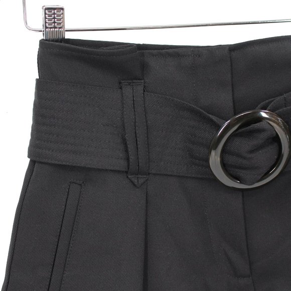 Sezane Rome High Rise Belted Black Cuffed Pleated Shorts NEW Size 34 - Picture 3 of 10